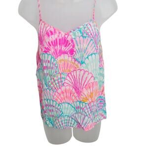 Lilly Pulitzer 100% Silk Oh Shello Dusk Women's Spaghetti Strap Summer  Top XXS